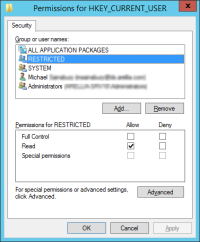 Permissions on HKey