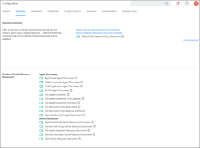 Configuration Discovery tab overview