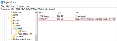 BaseUrl in Registry Editor