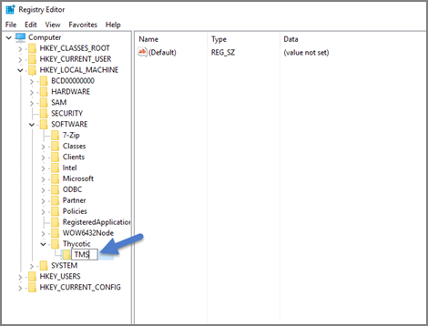 Create the TMS Registry Key