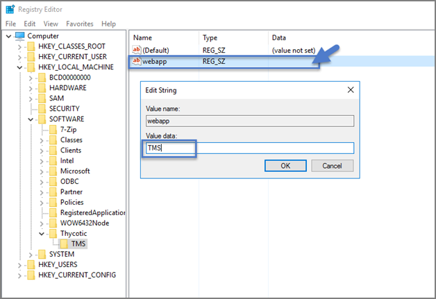 Create the TMS Registry Key