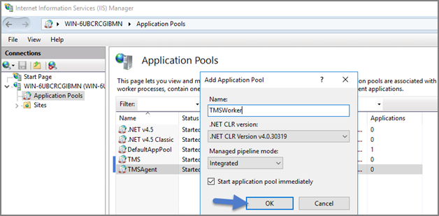 Adding new application pools