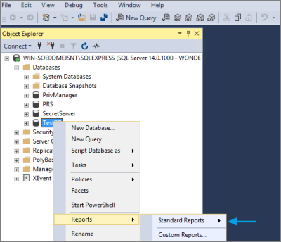 Expand the databases node