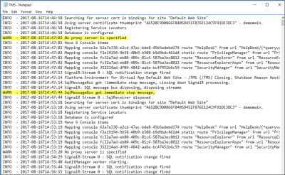 Example of TMS Server log file