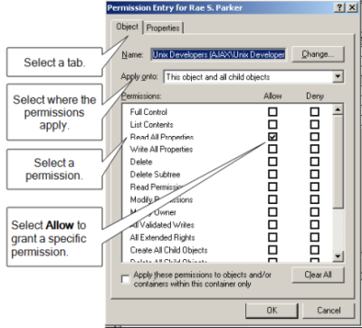 Active Directory Allow permissions