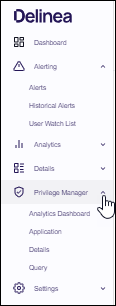 Verify Privilege Vault Analytics for Verify Privilege Manager Applications Menu